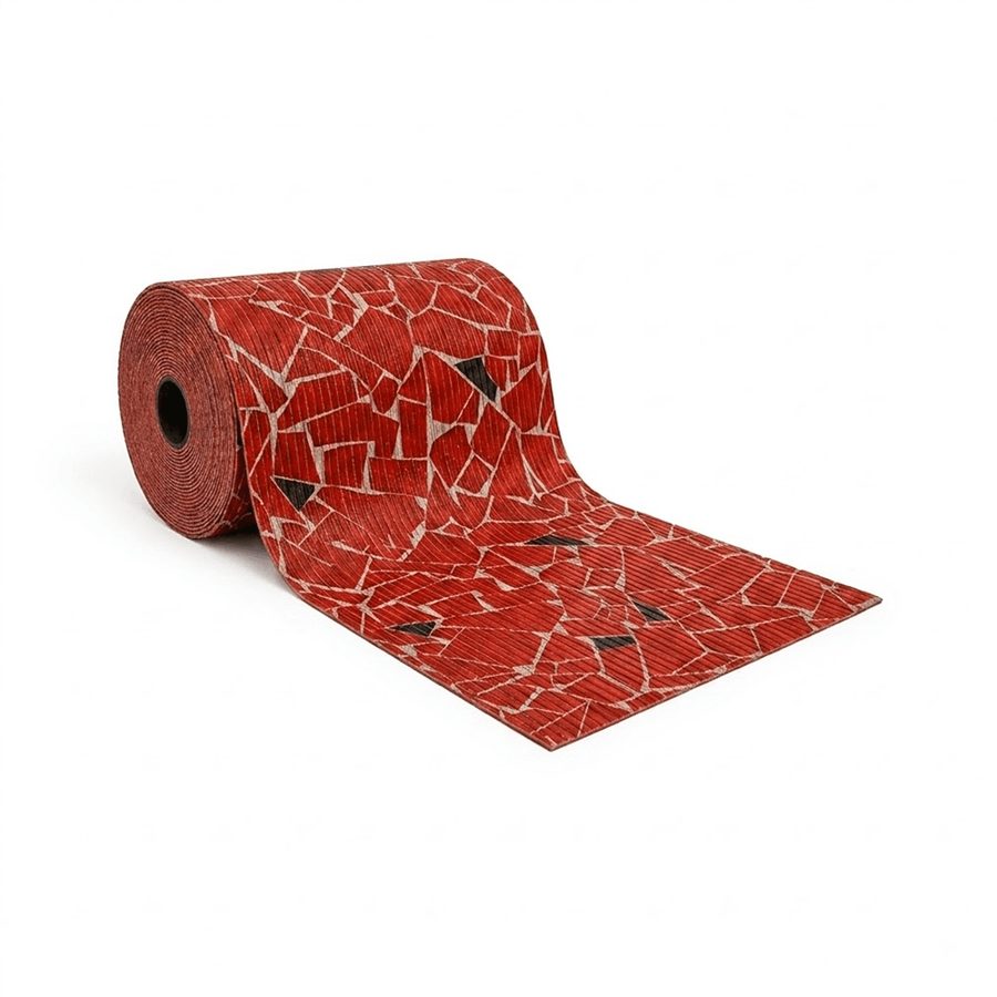 Passadeira Tropical Mosaico Vermelho, passadeira em rolo Kapazi, 65 cm × 15 m, para revenda